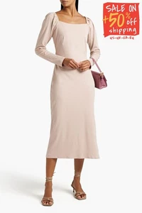 RRP €450 JOIE Jersey Midi Dress Size M Pleats Split Hem Long Sleeve Square Neck - Picture 1 of 5