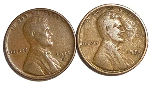 1934 P & D Lincoln Wheat Pennies zirkuliert - Bild 1 von 6