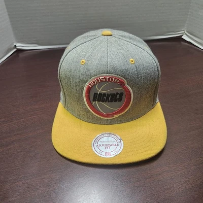 Houston Rockets Hat Cap Snap Back Mens Yellow NBA Basketball Hardwood Classics - Image 1 of 4