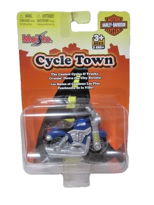 Harley Davidson Maisto Cycle Town 2007 azul con asiento negro motocicleta 1:64 Foto 1 de 4