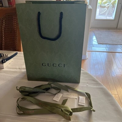 Gucci Green Flowers Shopping Gift Bag 14” L  x 10” W & 3 - Ribbon - Image 1 of 4