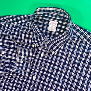 Brooks Brothers Camicia elegante a quadri con bottoni manica lunga non ferro, grande - Foto 1 di 7
