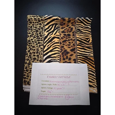 53 Tiras de Tela Estampado Animal Leopardo Tigre Guepardo Algodón Jalea Rollo 44" x 2.5" Foto 1 de 2