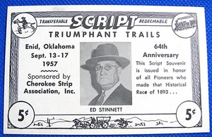 1957 - Enid, OK - Striscia Cherokee con scritta trasferibile Triumphant Trails - #S1668 - Foto 1 di 2