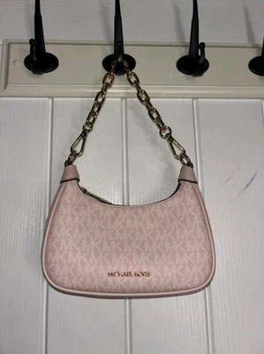 Michael Kors Jet Set Leather Pouchette Mini Shoulder Bag Pink - Image 1 of 3