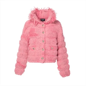 Chanel Coco Button Alpaca x nylon x wool Knit jacket 36 Ladies' Pink P65583K613 - Picture 1 of 7