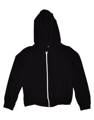 BENETTON Womens Zip Hoodie Sweater UK 6 XS Black Polyamide BA86 - Image 1 of 4