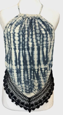 Y2K Guess Pañuelo de ganchillo Halter Camiseta sin mangas Talla S Tye Die Boho Beach Vaca Foto 1 de 4