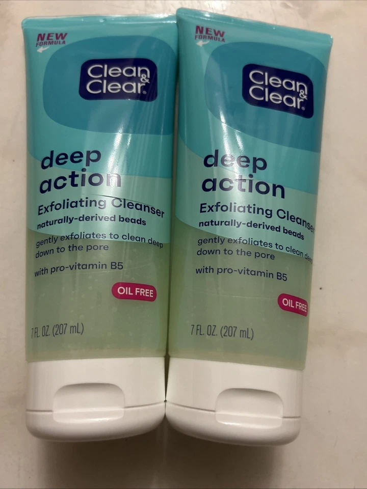(2) Clean & Clear Deep Action Exfoliating Cleanser with Pro-Vitamin B5, 7 FL OZ - Image 1 of 1