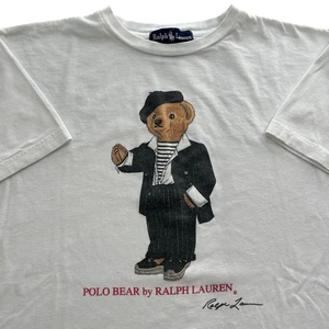 Vintage 90s Ralph Lauren Polo Bear Graphic Shirt Size Medium Streetwear Preppy - Picture 1 of 9