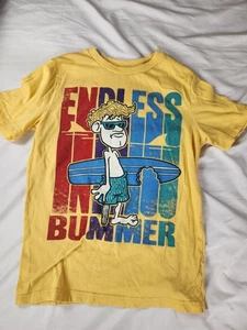 Arizona Jean Co Boys L 14/16 Graphic Tee Yellow Endless Bummer Surfer Tshirt  - Picture 1 of 8