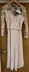 Coast Odetta Blush Pink Occasion Midi Dress Lace Pleated Size 16 RRP £149 - Picture 1 of 5