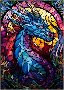 Buntglas Drache Puzzle 300/500/1000 Teile - Bild 1 von 3