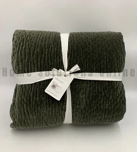 Pottery Barn Cross Stitch Reversible Cotton Velvet Quilt Loden King / Cal #9967D - Picture 1 of 5