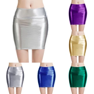 Women's Carnival Party Reflective Skirt Slim Wrapped Hip Skirt Sexy Half Skirt - Picture 1 of 37