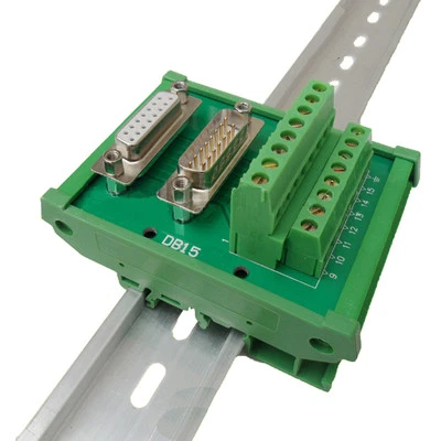 DB15 D Sub DIN Rail Terminal Block Breakout Board Male Female Dual Adapters - Image 1 of 2