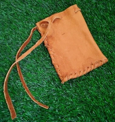 Bolso de Medicina Bronceado Hecho a Mano, Bolsa con Cordón de Dinero Cosplay Cuero Foto 1 de 4