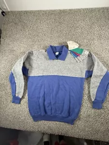 Vintage 80s Streetwear Mens Medium CrewNeck Fleece Color block Pullover New - Picture 1 of 10