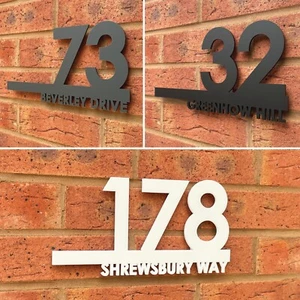 Door Sign Plaque Laser Cut Address Plaque House Number Sign Personalised Signs - Picture 1 of 19