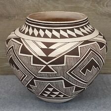 Native American Pottery Acoma Pueblo Large Olla Hand Coiled by Marie Juanico.