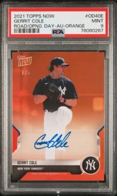 2021 Topps Now Gerrit Cole Orange Parallel Auto #1/5 PSA 9 NY Yankees #OD-40E - Image 1 of 2