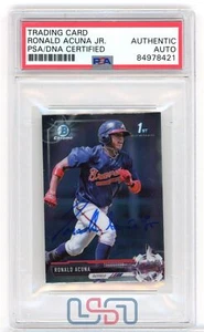 Ronald Acuna Jr. Signed Printed 2017 Bowman Chrome Mini #BCP127 PSA/DNA - Picture 1 of 2