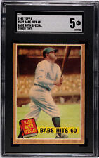 1962 Topps Babe Ruth #139 Babe Hits 60 Green Tint Variation SGC 5  EX  HOF RARE