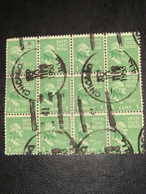 US Sc# 804 Block Of 12 George Washington 1938 Presidential Series Used - #3232 - Image 1 of 2