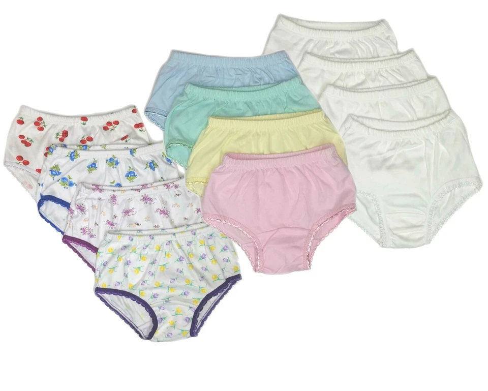 Toddler Briefs Underwear Girls Panties Soft Cotton Comfort White 8 Pack - Image 1 of 1