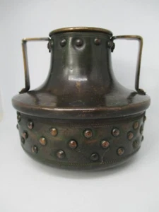 Antique Art Nouveau Brass Metal Handle Vase Handmade - Picture 1 of 7