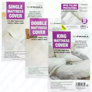 FITTED MATTRESS PROTECTOR SHEET SINGLE, DOUBLE AND KING SIZE WATERPROOF VINYL - Picture 1 of 5