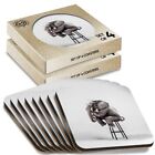 8 x Boxed Square Coasters - Elephant Sitting Down  #16786