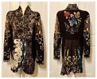 IVKO Renaisance Blumendruck bestickt braun Strickjacke Pullover Mantel Größe 44 L