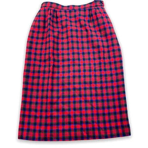 Vintage Pendleton Macduff Plaid Tartan Wool Midi Skirt Size S/M Red - Picture 1 of 4