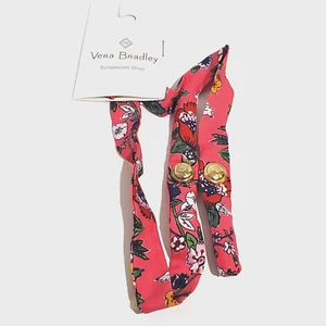 NEW Vera Bradley Pink Coral Floral Eyeglass Sunglass Neck Strap Gold Accent - Picture 1 of 5