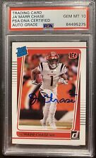 JAMARR CHASE Signed AUTO 2021 DONRUSS RATED ROOKIE FOOTBALL BASE CARD 262 PSA 10