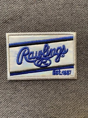 RAWLINGS BASEBALL EMBROIDERED IRON ON PATCH—SILVER/BLUE—BRAND NEW!!