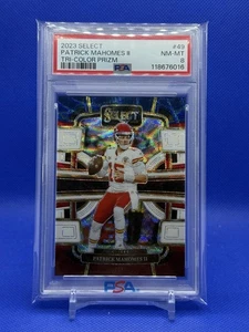 Patrick Mahomes 2023 Panini Select/259 Tri-Color Prizm PSA 8 #49 Chiefs - Imagen 1 de 2