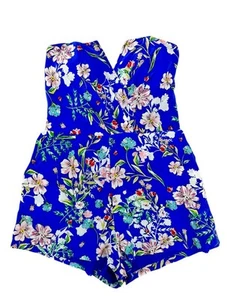 Yumi Kim Royal Floral Strapless Romper, Size medium - Picture 1 of 7