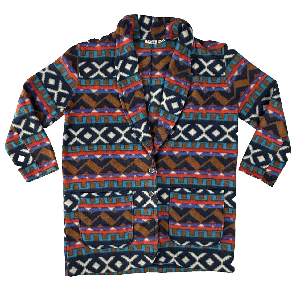 Винтажный куртка Blazer женщин 18 Вт Aztec печать цветной ретро 90-х ковбой родео флис - Изображение 1 из 4