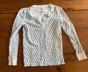 Rollhase Pyjama Langarm Nachtwäsche Oberteil 8 blau Herzen - Bild 1 von 1