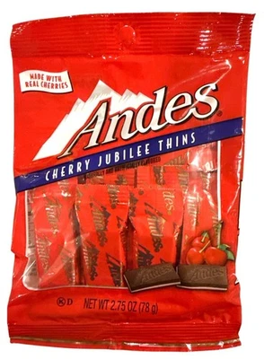 Andes Cherry Jubilee Thins Chocolate Mints 2.75oz Bag Individually Wrapped Candy - Image 1 of 2