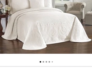 Historic Charleston Foundation Matelasse Cream Cotton BEDSPREAD Queen 98 X 112 - Picture 1 of 15