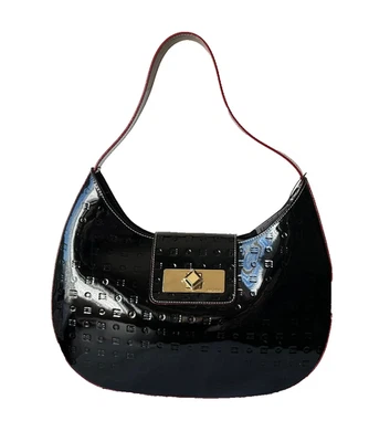 BOLSO ARCADIA CHAROL NEGRO NUEVO CON ETIQUETAS $365 HECHO EN ITALIA Foto 1 de 4