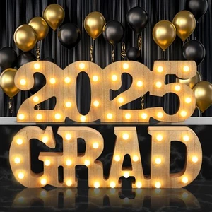 Graduation Decorations 2025, 2 LED Long Marquee Light Up Letters 'GRAD' and '... - Picture 1 of 7