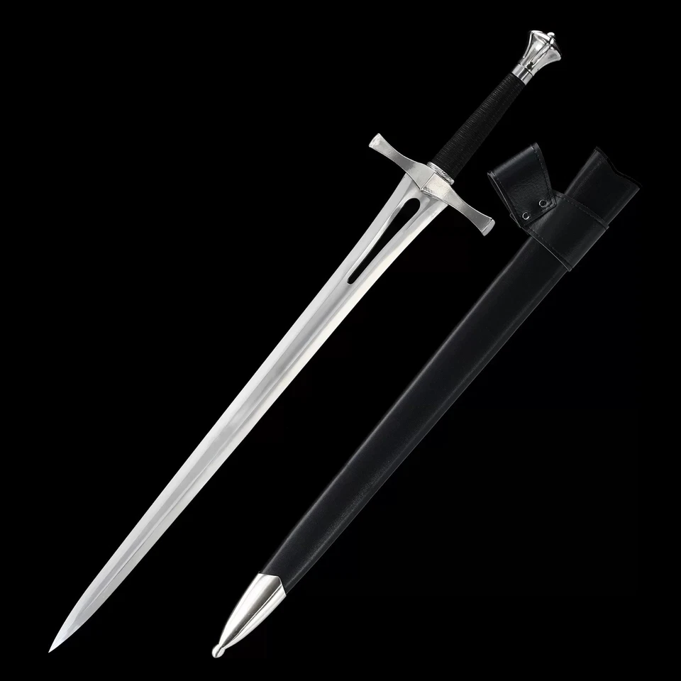 Espada larga medieval hecha a mano bola de acero al carbono lista con vaina de madera Foto 1 de 4