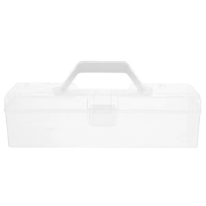  Cassetta degli attrezzi in plastica trasparente con manico, scatola multiuso - Foto 1 di 12