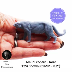 Amur Leopard Roaring Miniature Replica Animal Den Miniatures – 10mm to 7" Sizes - Picture 1 of 5