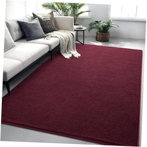 Red Rugs for Living Room Bedroom, 6x9 ft Burgundy Area Rug, Washable Memory - Picture 1 of 8