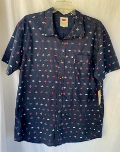 LEVIS..GRIS..MANGA CORTA..PATRÓN GEOMÉTRICO..BOTÓN ARRIBA..CAMISA..NUEVA CON ETIQUETAS..XXL - Imagen 1 de 3